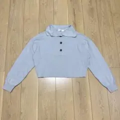MOUSSY マウジー ポロニット セーター ショート丈 ブルー F⁠