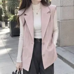 ZARA／ピンク ベスト ジレ テーラードカラー