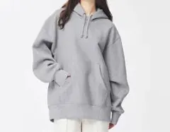 グレー フード付き オーバーサイズ パーカー