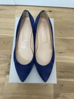 美品　ファビオルスコーニ　チャンキーヒール　パンプス　37 24センチ　ブルー