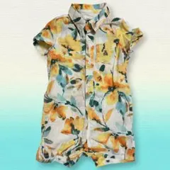 オーガニック コットンリネン ショートオール GAP カバーオール 花柄 くま