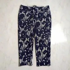 ランズエンド 花柄 クロップドパンツ 4P S相当 ネイビー ストレッチのサムネイル