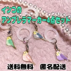 インコのアンブレラマーカー ボトルマーカー 目印アクセサリー　鳥　セキセイインコ