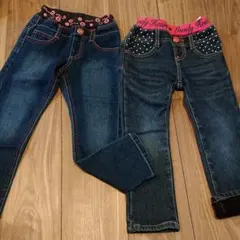 匿名配送♥お得♥️冬物デニム　パンツ　セット ジーンズ 裏起毛 ラブリーハート