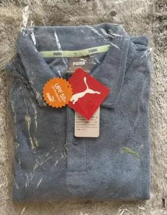 【新品未使用】PUMAプーマ ポロシャツ タオル素材DRY 青 Lサイズ