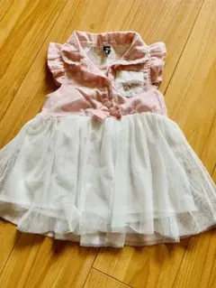 ワンピース80 チュール　ピンク　ドット　フォーマル