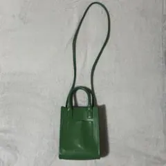 グリーン フェイクレザー ショルダーバッグ 2WAY 軽量 カジュアル