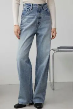 美品AZUL by moussy ラインストーンワイドデニム【M】ワンウォッシュ