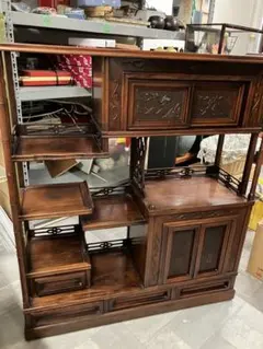 美品】唐木家具 壁掛け飾り棚 ガラスケース たのメル便発送 中国美術