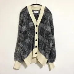 【未使用】ADAM ET ROPE’ フェザーヤーンチェックカーディガン