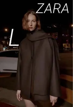 ZARA♡ウールショートスカーフコート♡ネイビー♡ - メルカリ
