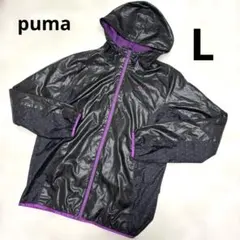 PUMA プーマ　ウィンドブレーカー　L レディース　ドット柄　紫　黒