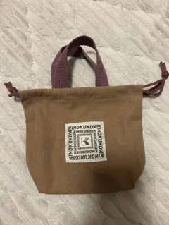 未使用　紀伊國屋　キノクニヤ　コーデュロイ　ポーチ　巾着　ブラウン