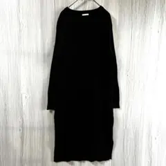 ジーユー GU リブニットワンピース ロング ブラック Lサイズ