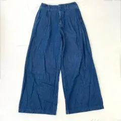 【ユニクロ】ハイウエスト ワイドデニムパンツ タック有 綿100% M