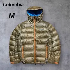 Columbia ダウンジャケット　ブラウン　ターコイズ　ドローコード　M