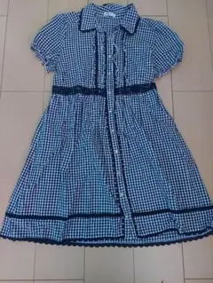 axes femme 半袖 チェックワンピース 子供用 M 古着