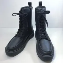 【美品】ユニクロ レースアップショートブーツ 黒 24cm 厚底 ファスナー
