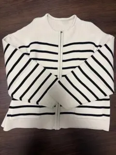 アイボリー/ブラックストライプ ニット F ANGIE