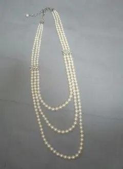 ネックレス　パール　パーティー　三連