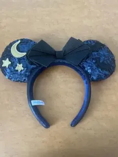 ネイビー スパンコール 星 月 カチューシャ