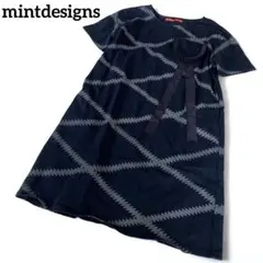 mintdesigns ロゼッタモチーフ 半袖ワンピース ブラック 綿100%のサムネイル
