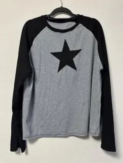 星プリント 長袖カットソー グレー/ブラック