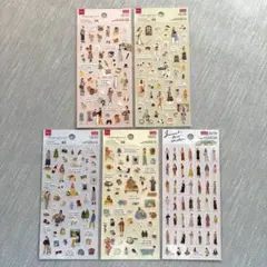 DAISO 日常の風景や人物が描かれたシール 5枚セット　手帳デコ　コラージュのサムネイル