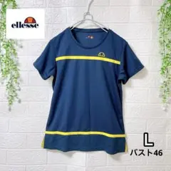 美品 エレッセ テニス ドライTシャツ レディースL ネイビー黄色ellesseのサムネイル