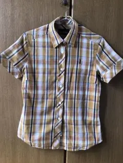 イーストボーイ　トップス　半袖シャツ　チェック　茶　M 綿