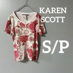 KAREN SCOTT 花柄 Vネック Tシャツ S/P