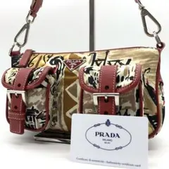 ✨極希少・美品✨プラダ ショルダーバッグ 三角ロゴ ベネチア柄 ナイロン レザー
