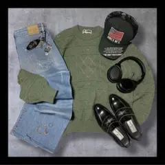 柄 ニット アメカジコーデ シティーボーイ c-boy style トップスのみ