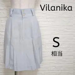 Vilanika プリーツスカート S 水色 制服風 ひざ丈
