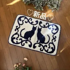 新品❤黒×白 ダマスク柄 アラベスク柄 バスマット 玄関マット - メルカリ