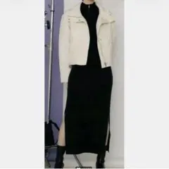 EMODA ハーフジップ ニットワンピース ブラック