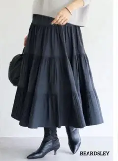 プリーツ ティアード ブラック