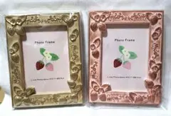 フォトフレーム L判サイズ ゴールド・ピンク 2個セット　アンティーク系