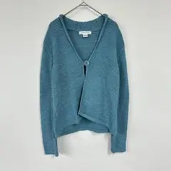 AUGUST SILK 青 カーディガン Mサイズ