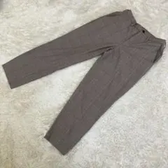 【GU】S チェック柄テーパードパンツ
