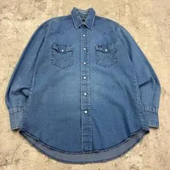 ご*け様 wrangler　スナップボタン　ウエスタン　デニムシャツ　古着　イン