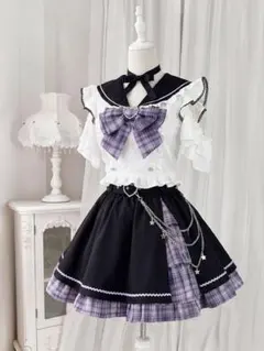 アイドル ロリータ 衣装 チェック柄 セーラー服 コスプレ衣装 フリル
