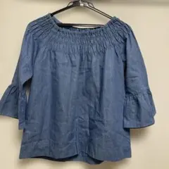 groveデニムブルー オフショルダーシャツ Lサイズ