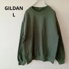USA古着 GILDAN 無地スウェット オリーブ L