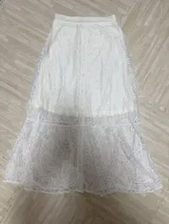 ホワイトレースフレアスカート Mサイズ