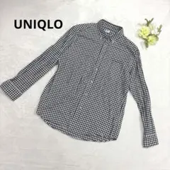 【美品】ユニクロ フランネルチェックシャツ ギンガムチェック 長袖 メンズ L