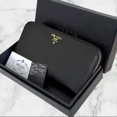 極美品✨ プラダ PRADA 長財布 ファスナー サフィアーノ ブラック