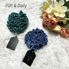 新品　Fun & Daily レイヤーサテンフリルシュシュ　シュシュ2点セットのサムネイル