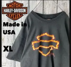 【00s USA製】ハーレーダビッドソン☆超希少デザイン 両面プリント XL 黒