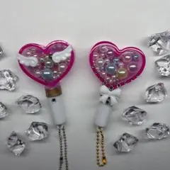 ペンライト風 ハート型 シェイカーチャーム ハンドメイド レジン